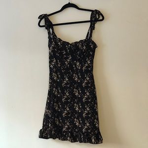 Floral black mini dress